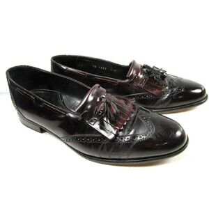Johnston Murphy  Leather Kilted Tassel Wingtip Loafers Mens Size 9.5 M